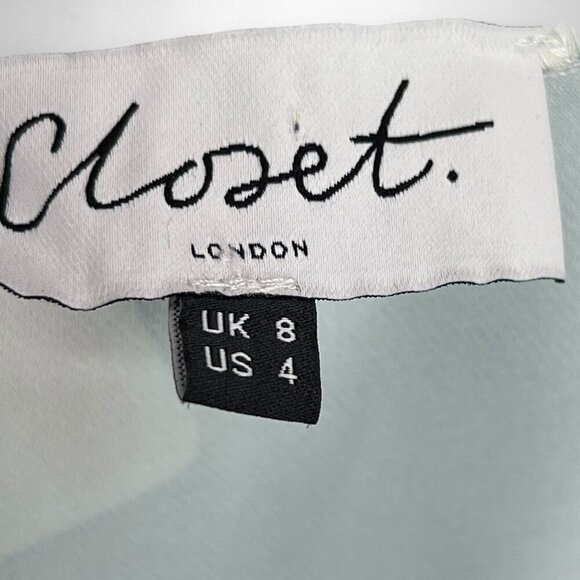 CLOSET. LONDON 4 Green, White and Pink Off Shoulder Dress Long Sleeve Retro‎ 60s - Picture 7 of 10